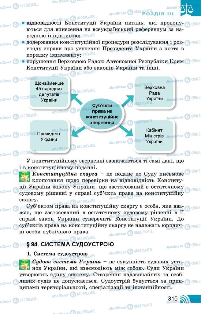 Підручники Правознавство 10 клас сторінка 315