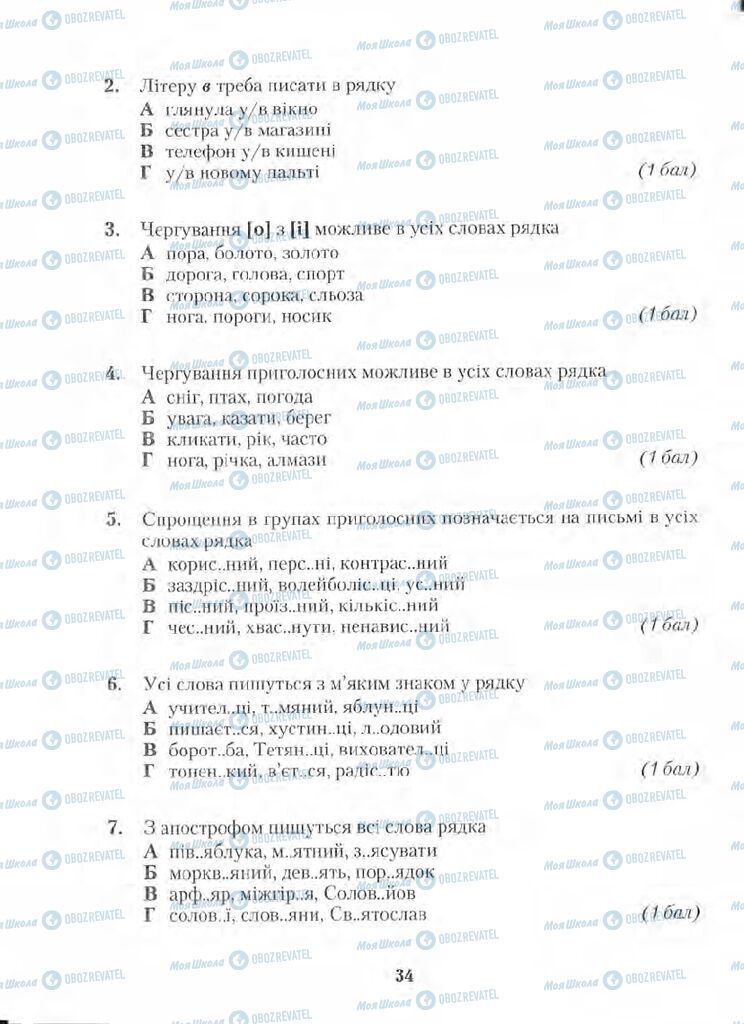 Підручники Українська мова 5 клас сторінка 34