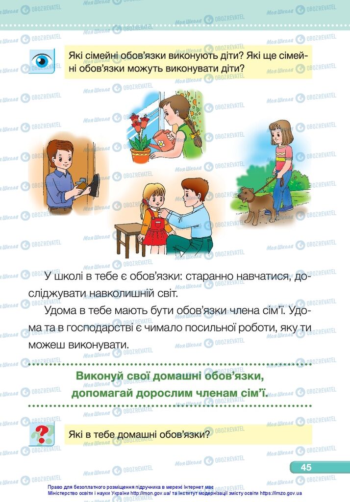 Підручники Я досліджую світ 1 клас сторінка 45