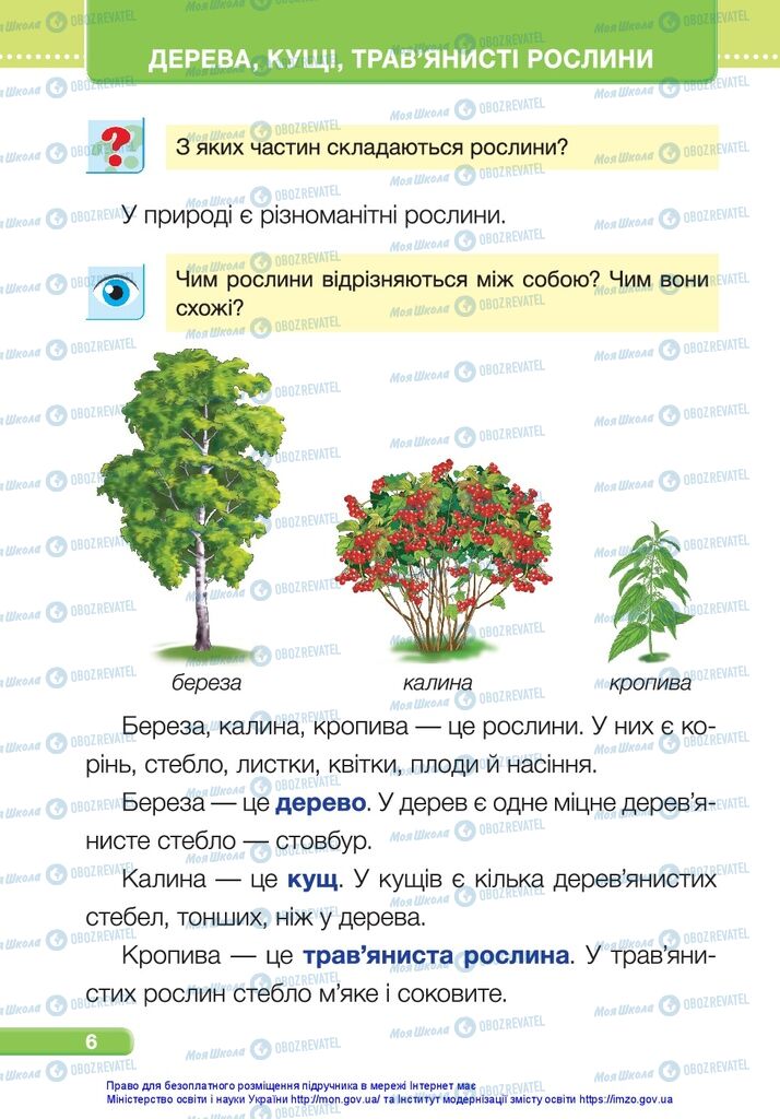 Підручники Я досліджую світ 1 клас сторінка 6