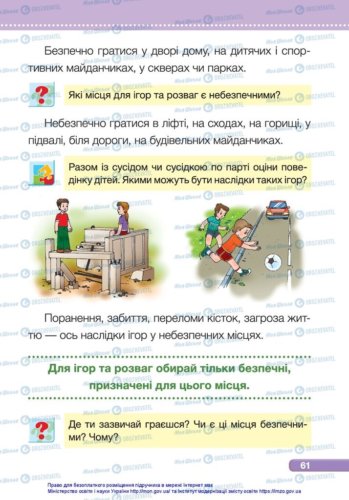 Підручники Я досліджую світ 1 клас сторінка 61