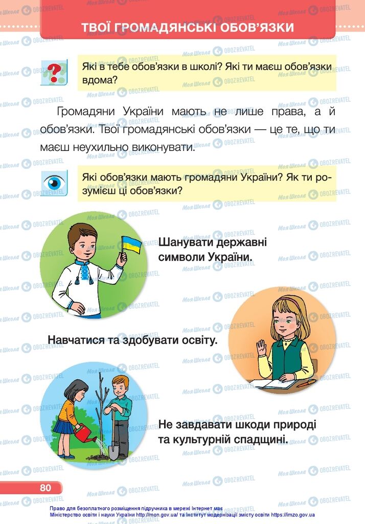 Підручники Я досліджую світ 1 клас сторінка 80