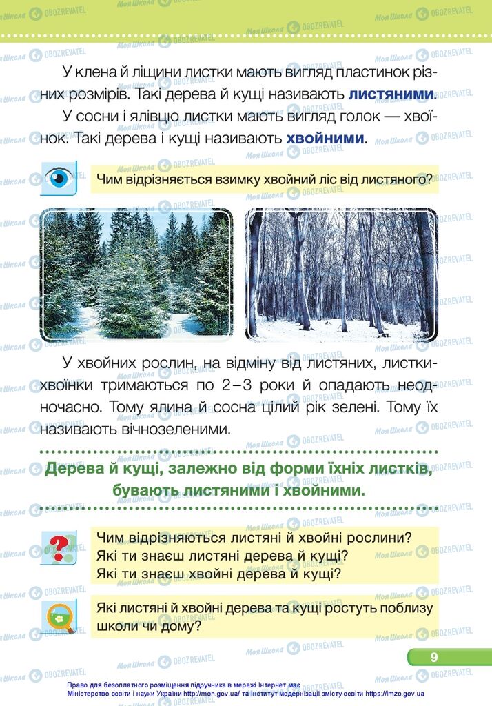 Підручники Я досліджую світ 1 клас сторінка 9