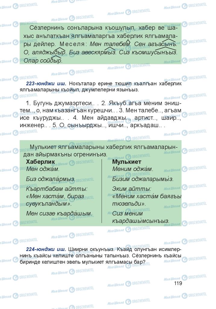 Учебники Крымско-татарский язык 4 класс страница 119