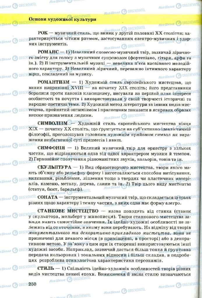 Підручники Художня культура  9 клас сторінка 250