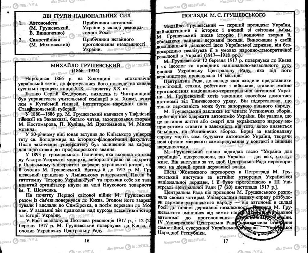 Підручники Історія України 10 клас сторінка  16-17