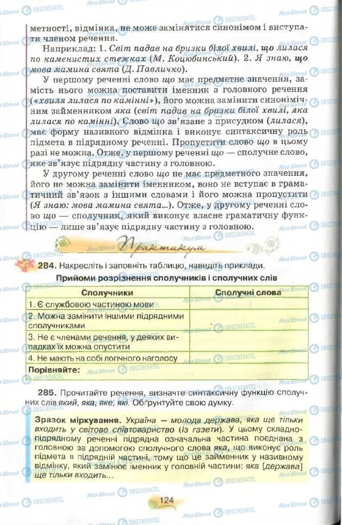 Підручники Українська мова 9 клас сторінка 124