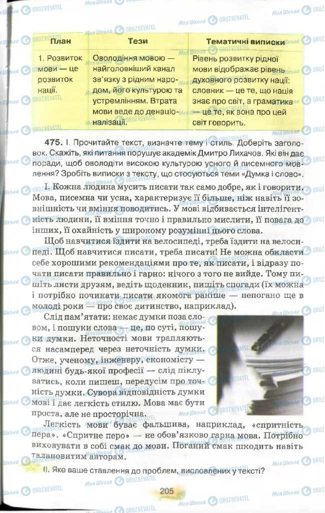 Підручники Українська мова 9 клас сторінка 205