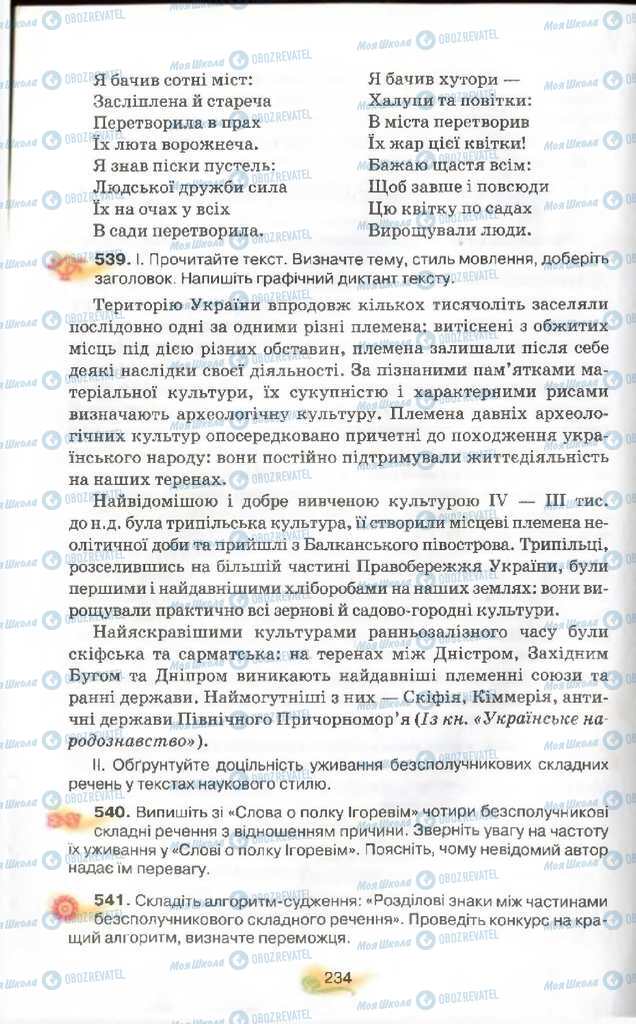 Підручники Українська мова 9 клас сторінка 234