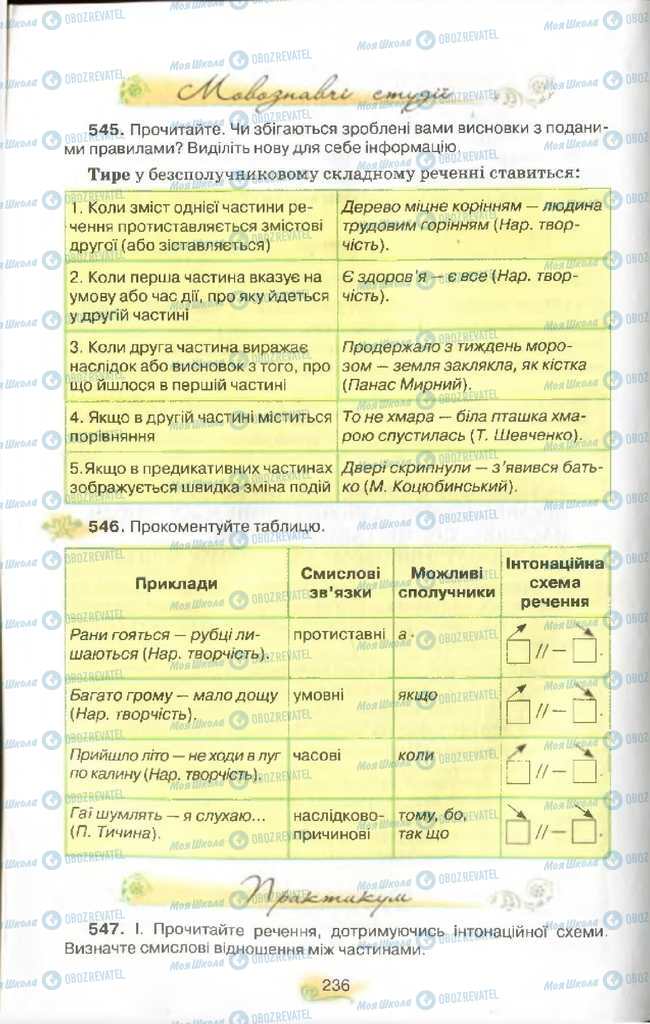 Учебники Укр мова 9 класс страница 236