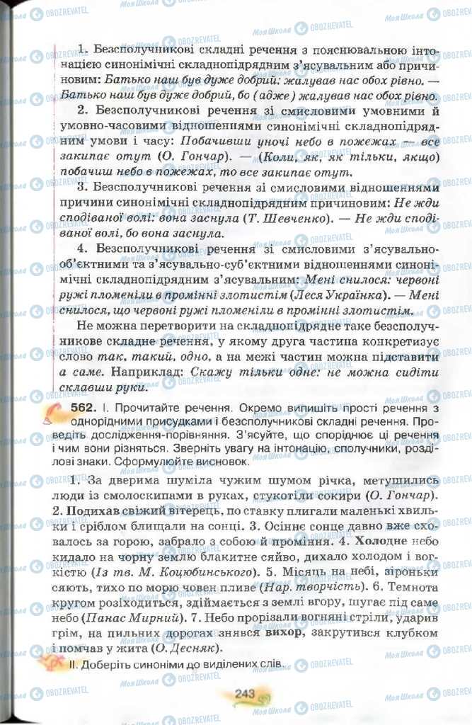 Підручники Українська мова 9 клас сторінка 243