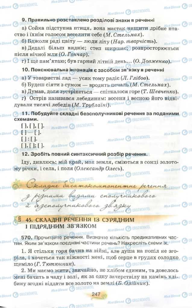 Підручники Українська мова 9 клас сторінка  247