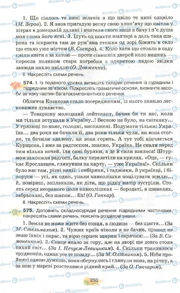 Підручники Українська мова 9 клас сторінка 250