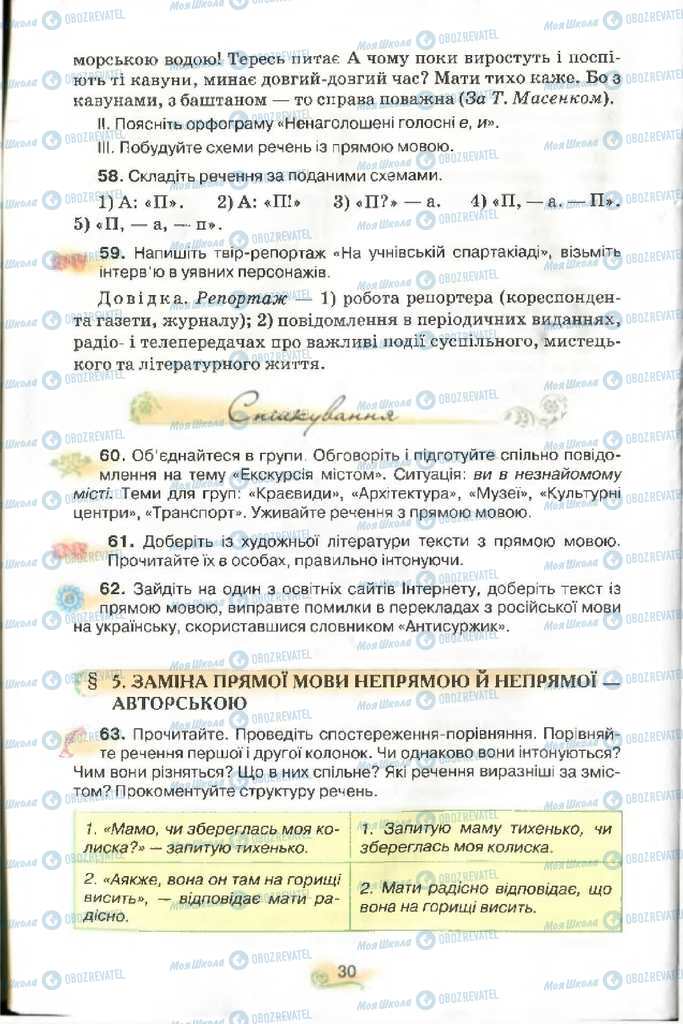 Підручники Українська мова 9 клас сторінка 30