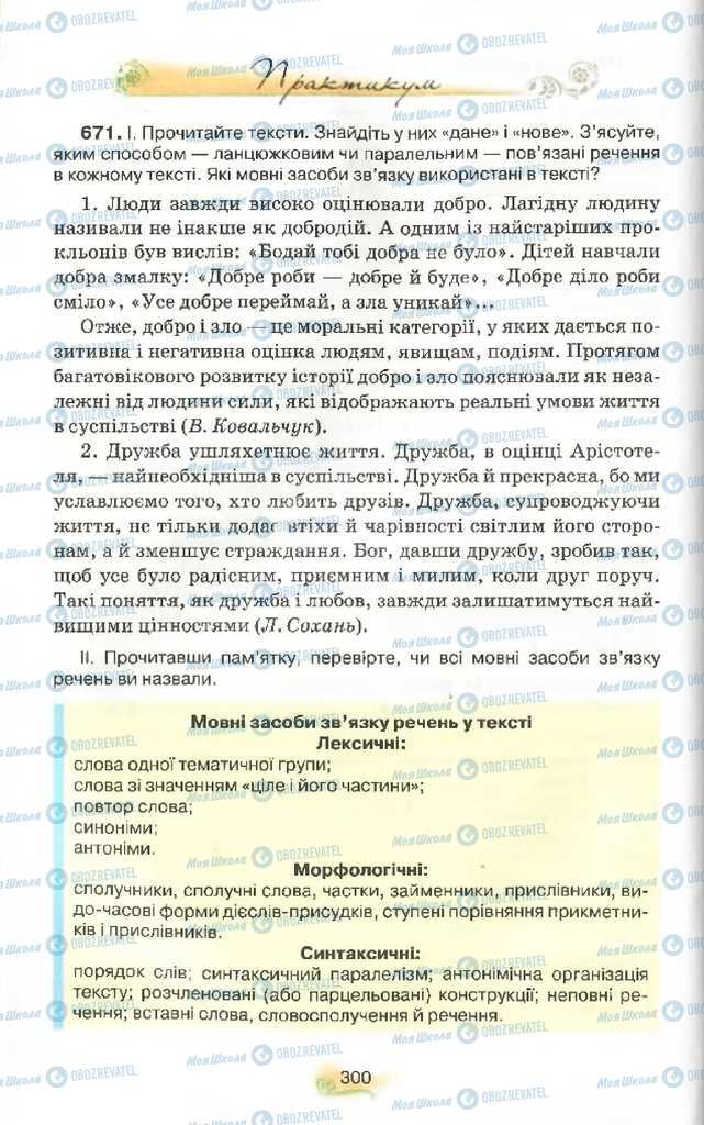 Підручники Українська мова 9 клас сторінка 300