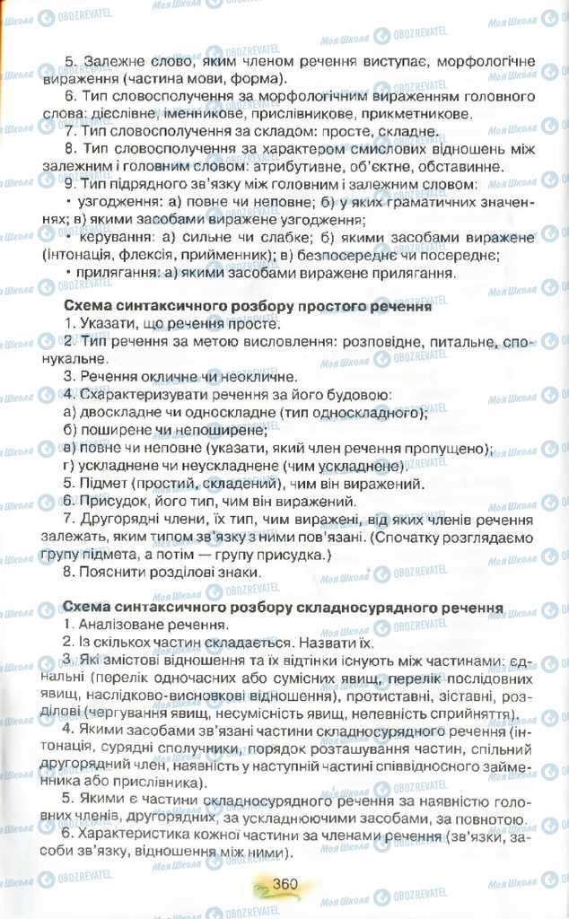 Підручники Українська мова 9 клас сторінка 360