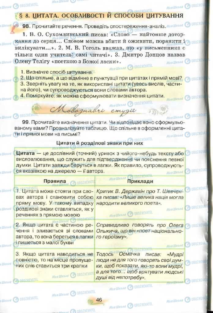 Учебники Укр мова 9 класс страница 46