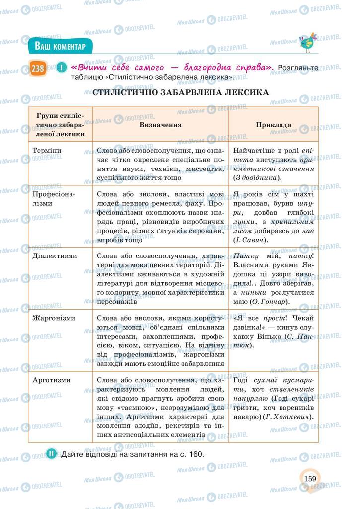 Учебники Укр мова 10 класс страница 159
