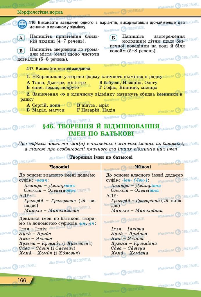 Учебники Укр мова 10 класс страница 166