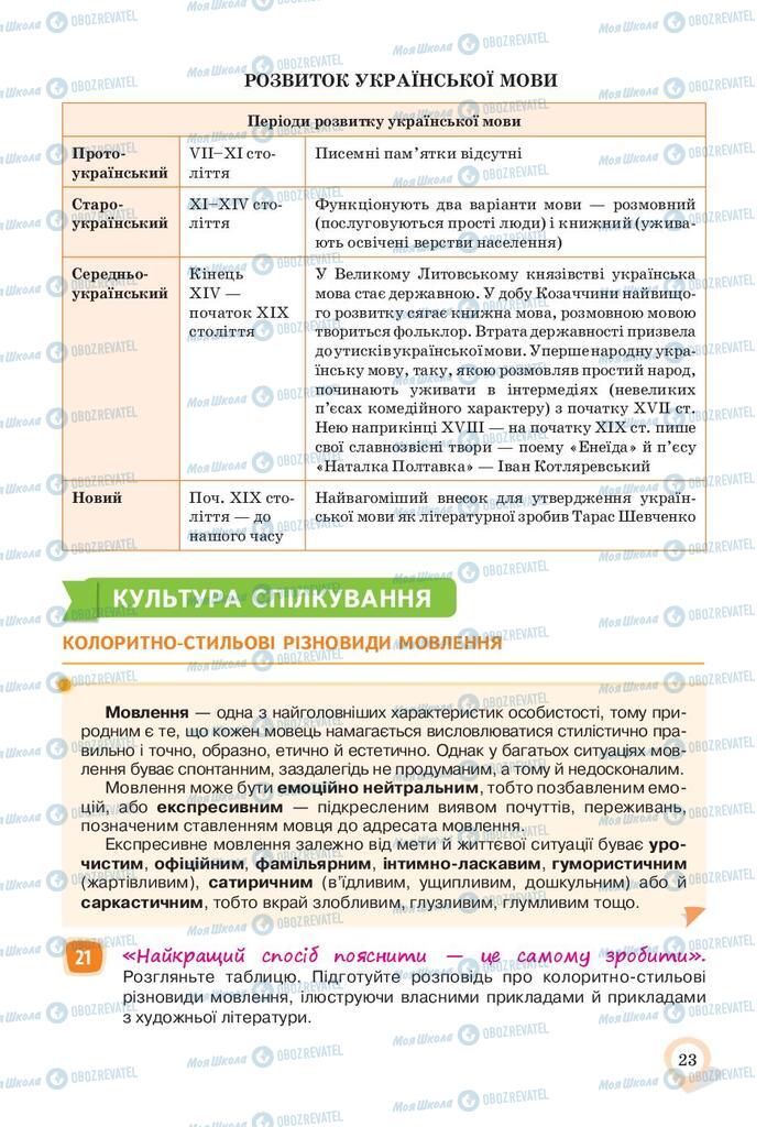 Підручники Українська мова 10 клас сторінка 23