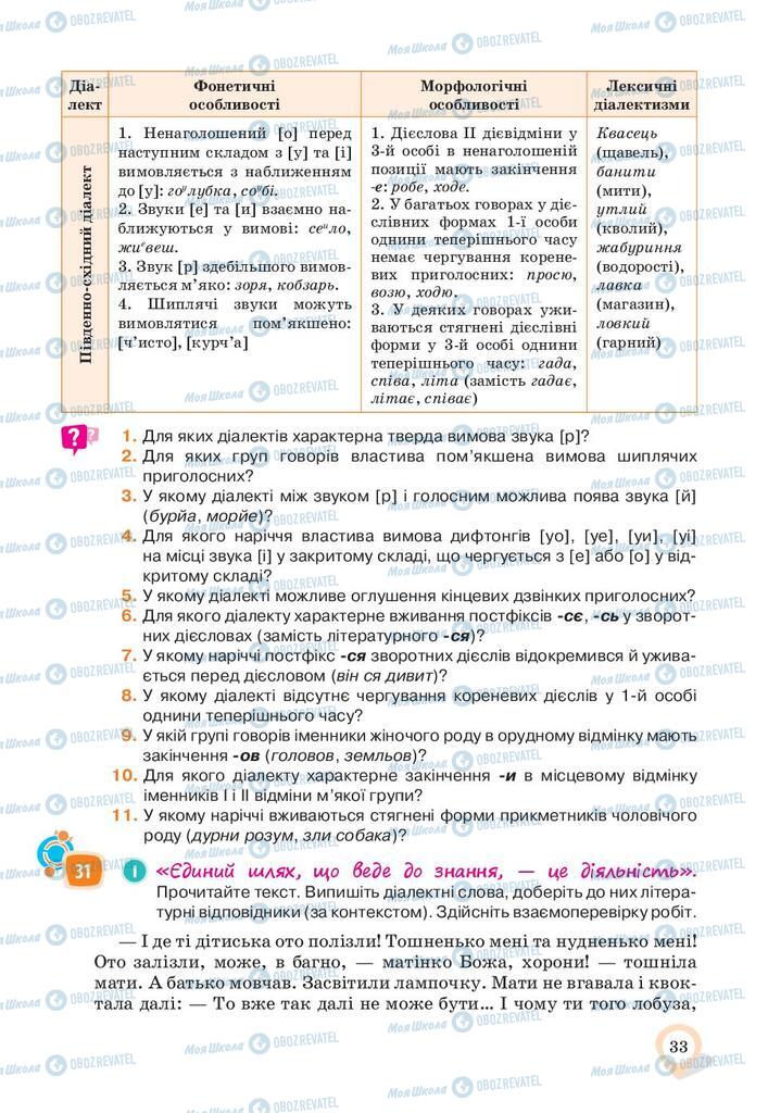 Підручники Українська мова 10 клас сторінка 33