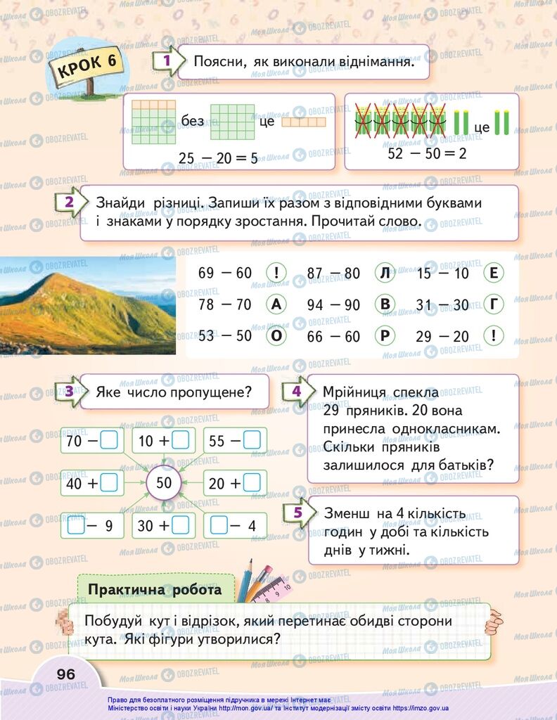 Підручники Математика 1 клас сторінка 96