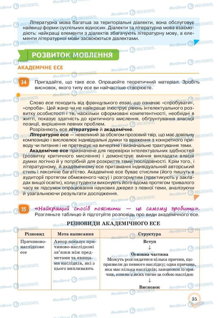 Учебники Укр мова 10 класс страница 35
