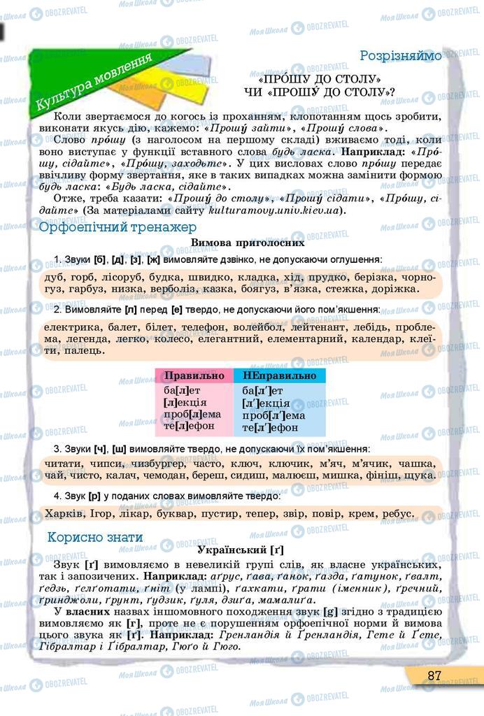 Учебники Укр мова 10 класс страница 87