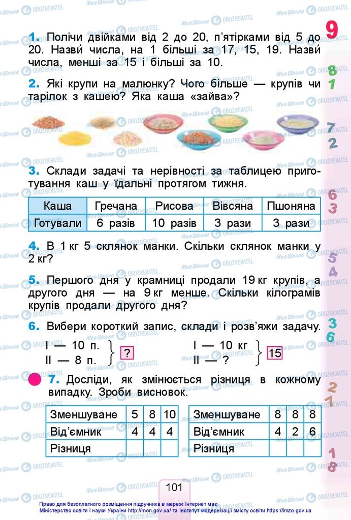 Підручники Математика 1 клас сторінка 101