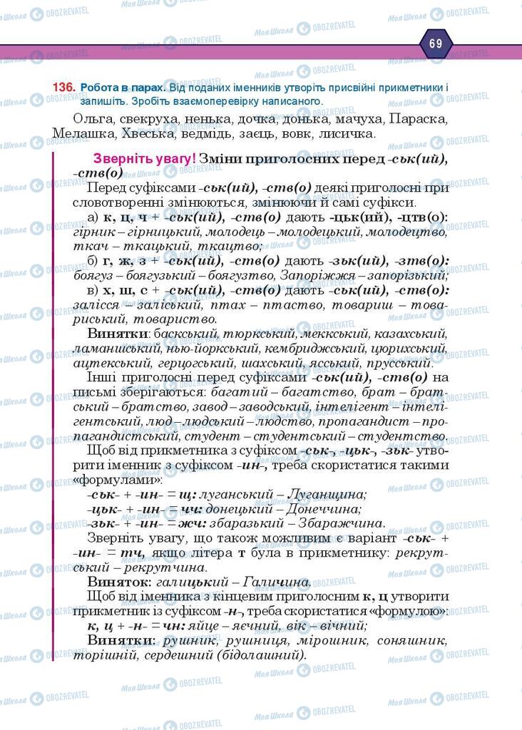 Учебники Укр мова 10 класс страница 69