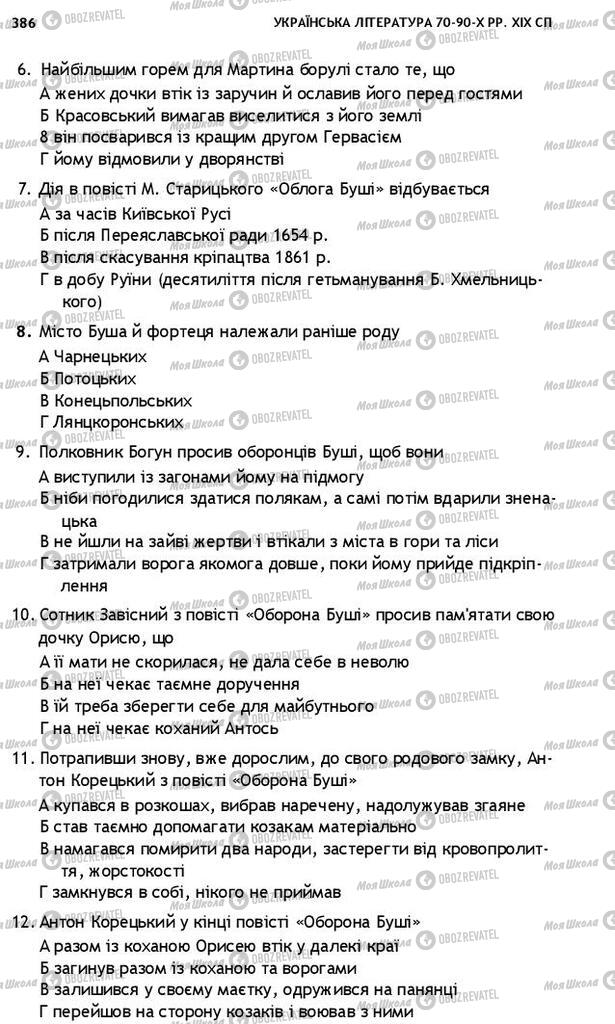 Підручники Українська література 10 клас сторінка 386