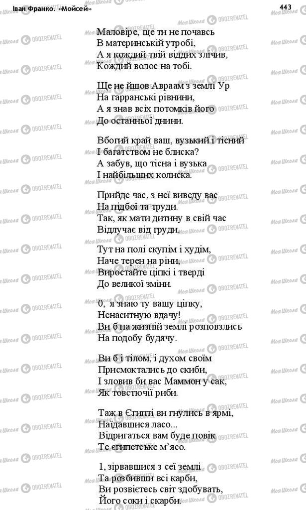 Підручники Українська література 10 клас сторінка 443