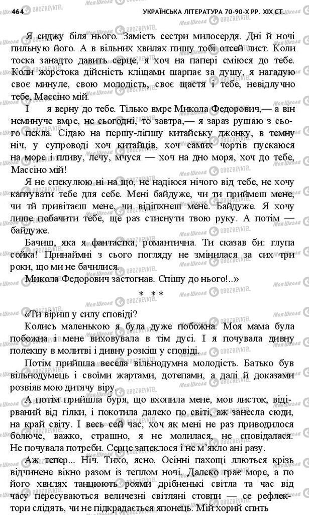 Підручники Українська література 10 клас сторінка 464