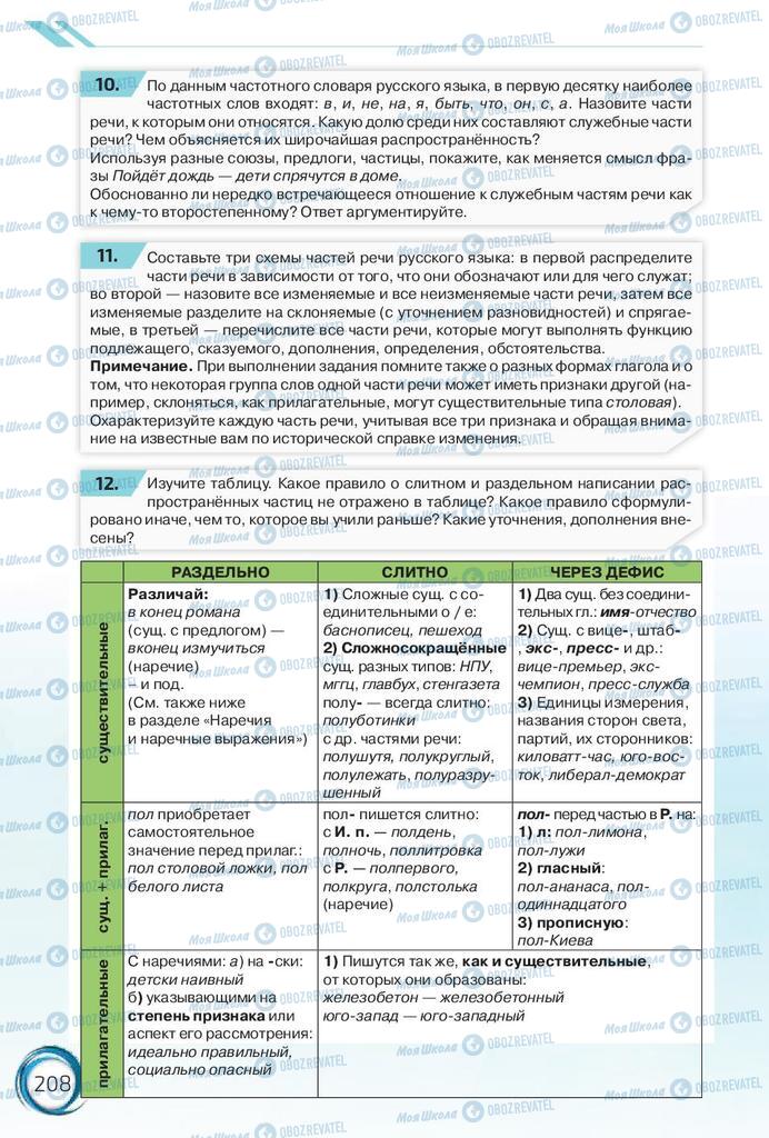 Підручники Російська мова 10 клас сторінка 208