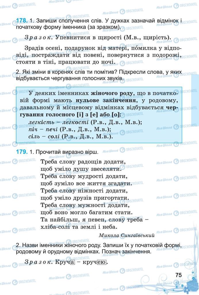 Підручники Українська мова 4 клас сторінка 75
