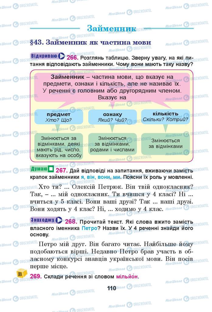Підручники Українська мова 4 клас сторінка  110