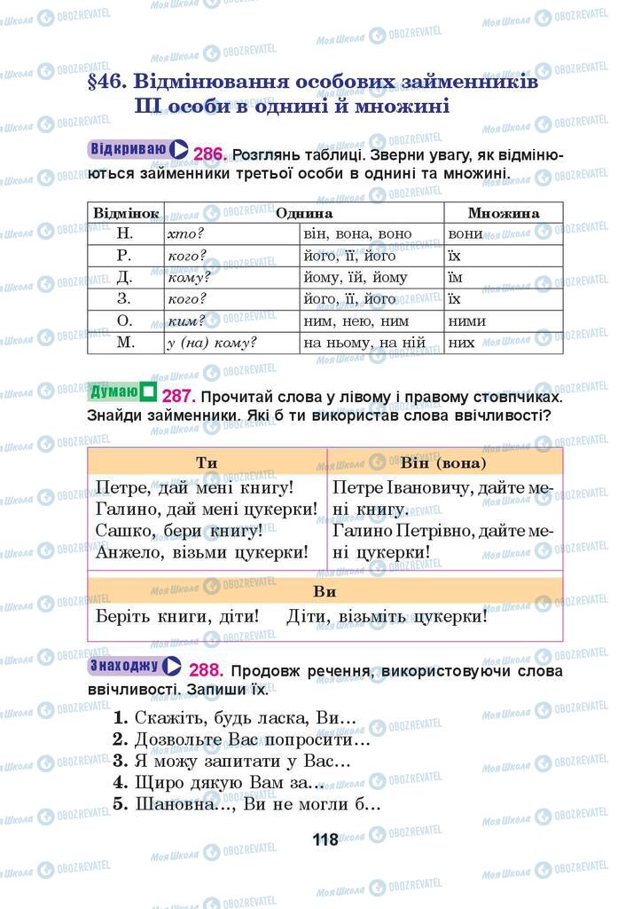 Підручники Українська мова 4 клас сторінка 118