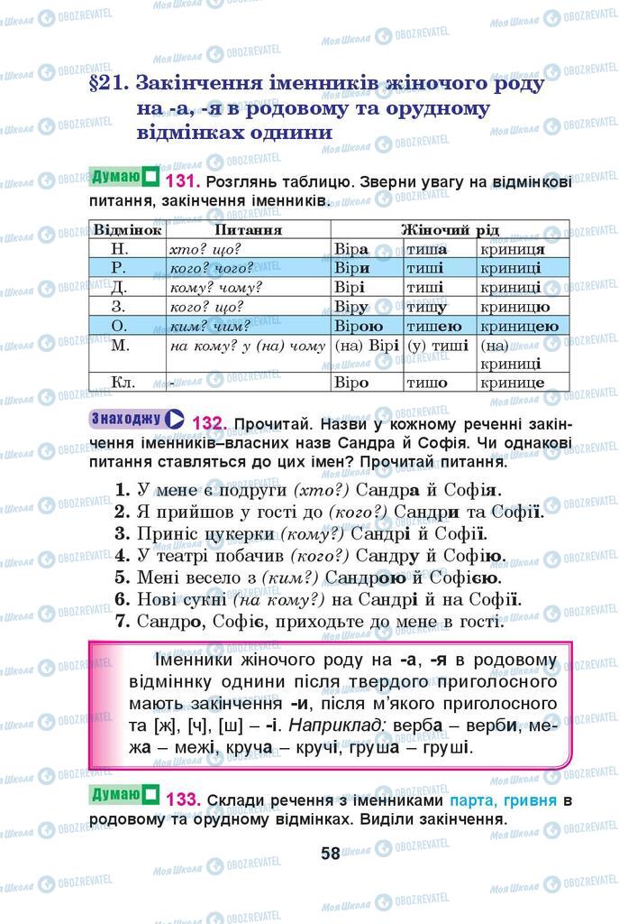 Учебники Укр мова 4 класс страница 58