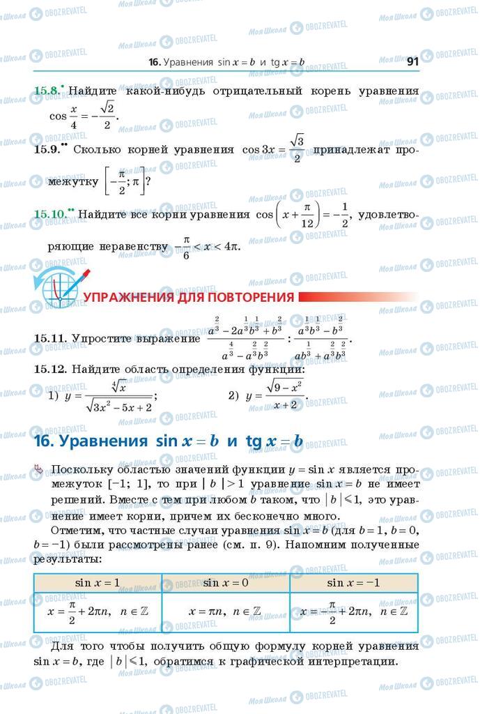 Підручники Математика 10 клас сторінка 91