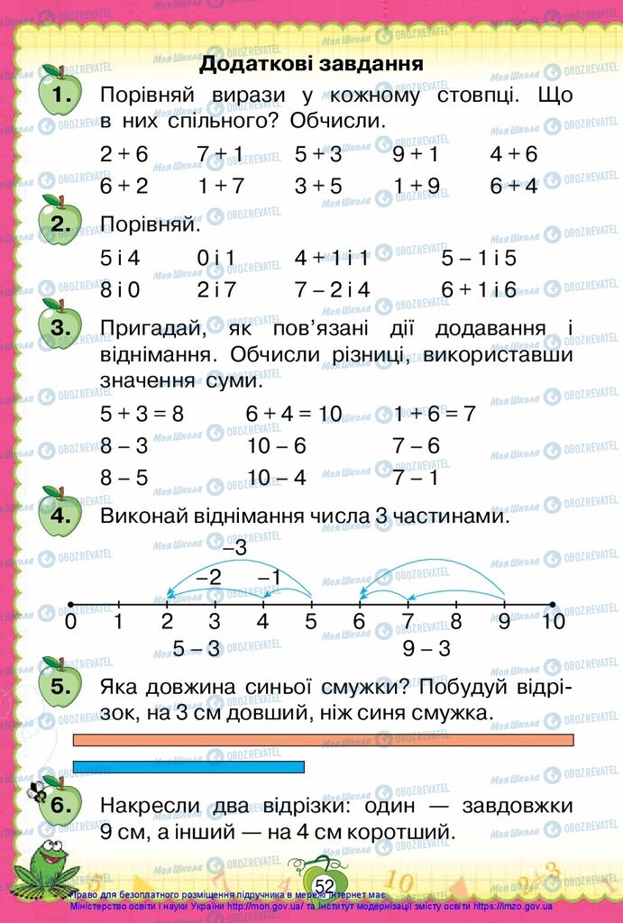 Підручники Математика 1 клас сторінка 52