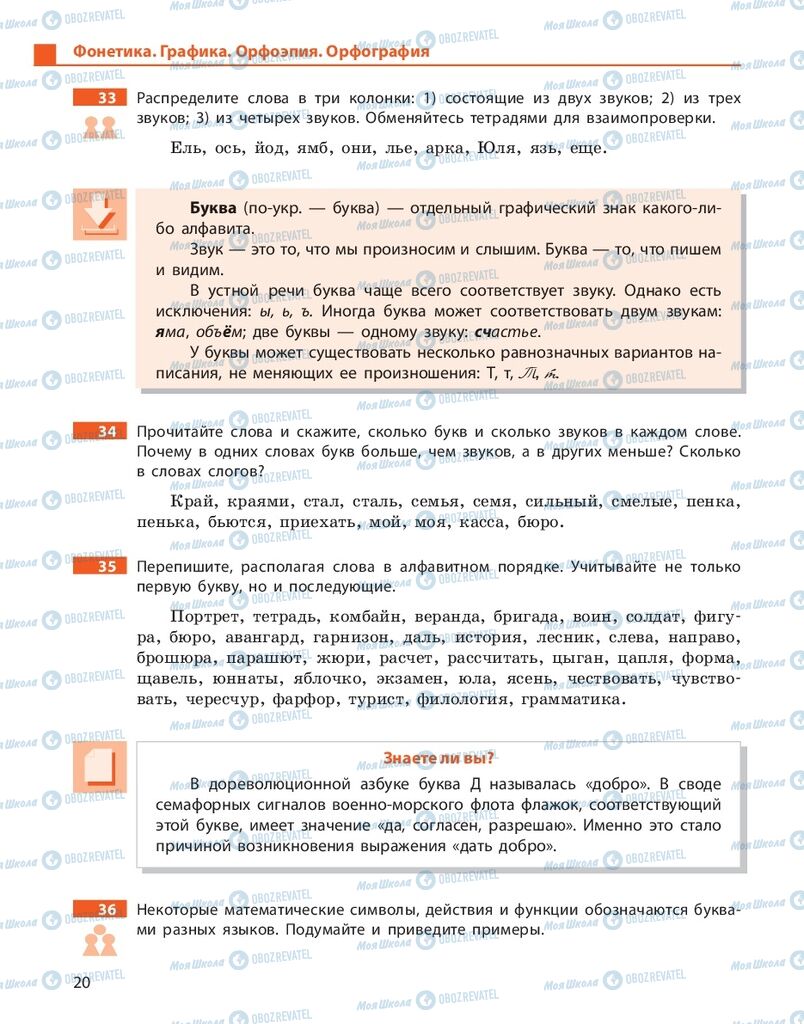 Підручники Російська мова 10 клас сторінка 20