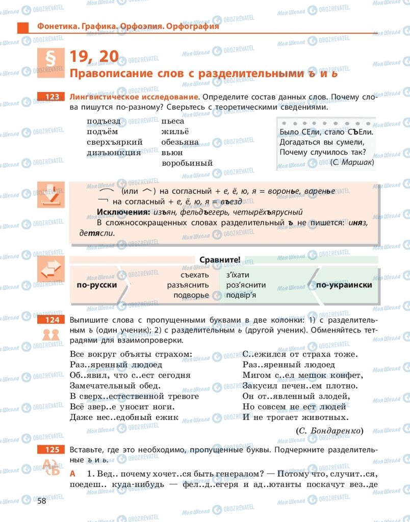 Підручники Російська мова 10 клас сторінка 58