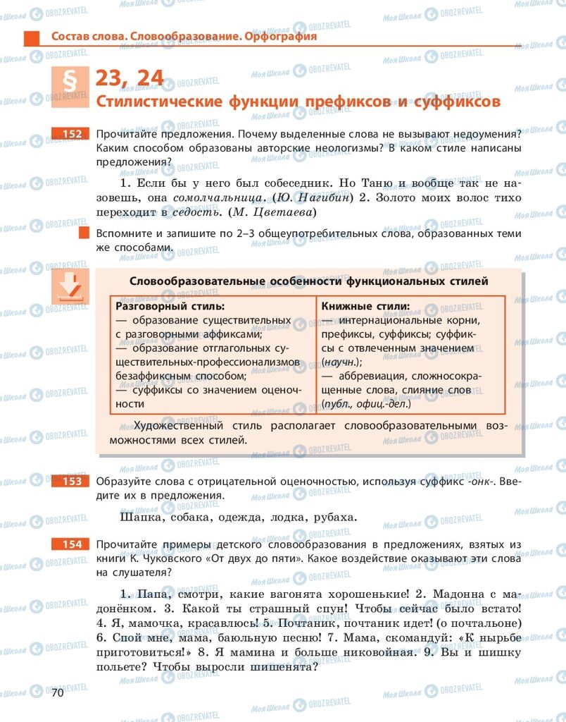 Підручники Російська мова 10 клас сторінка 70