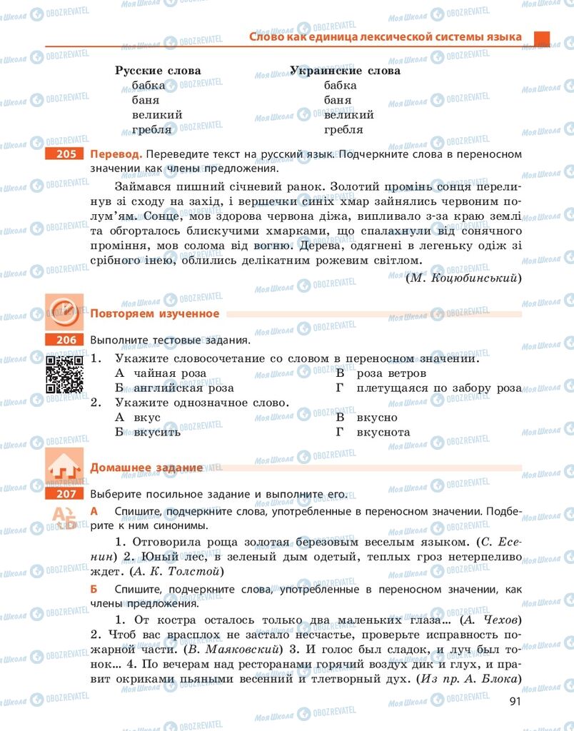 Підручники Російська мова 10 клас сторінка 91