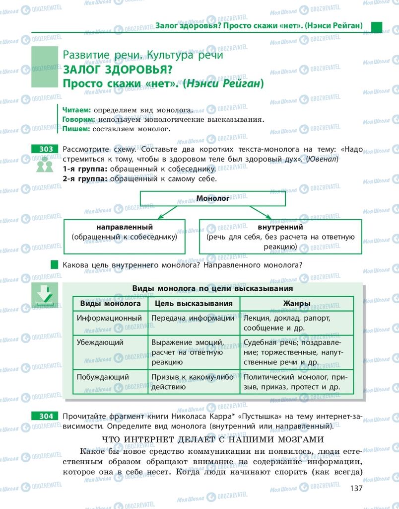 Підручники Російська мова 10 клас сторінка 137
