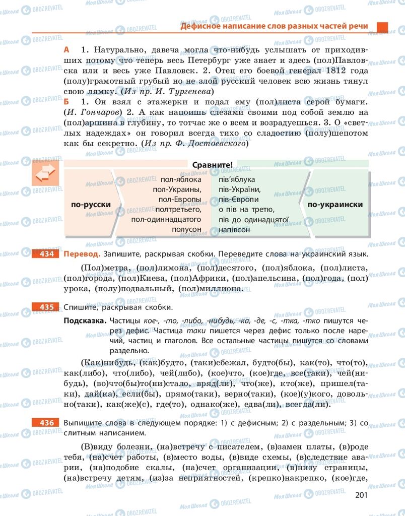 Підручники Російська мова 10 клас сторінка 201