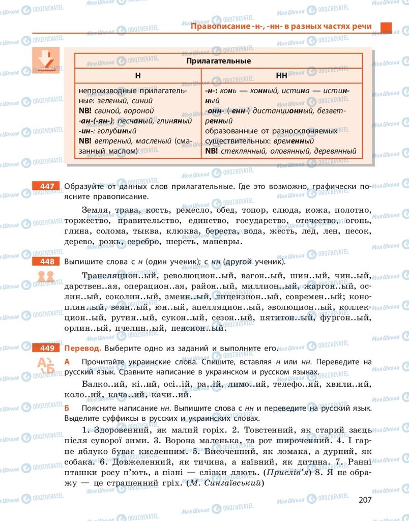 Підручники Російська мова 10 клас сторінка 207