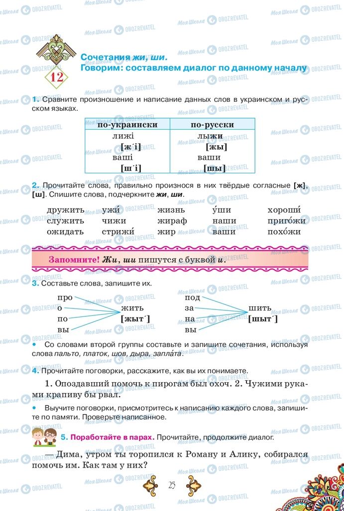 Підручники Російська мова 5 клас сторінка 25