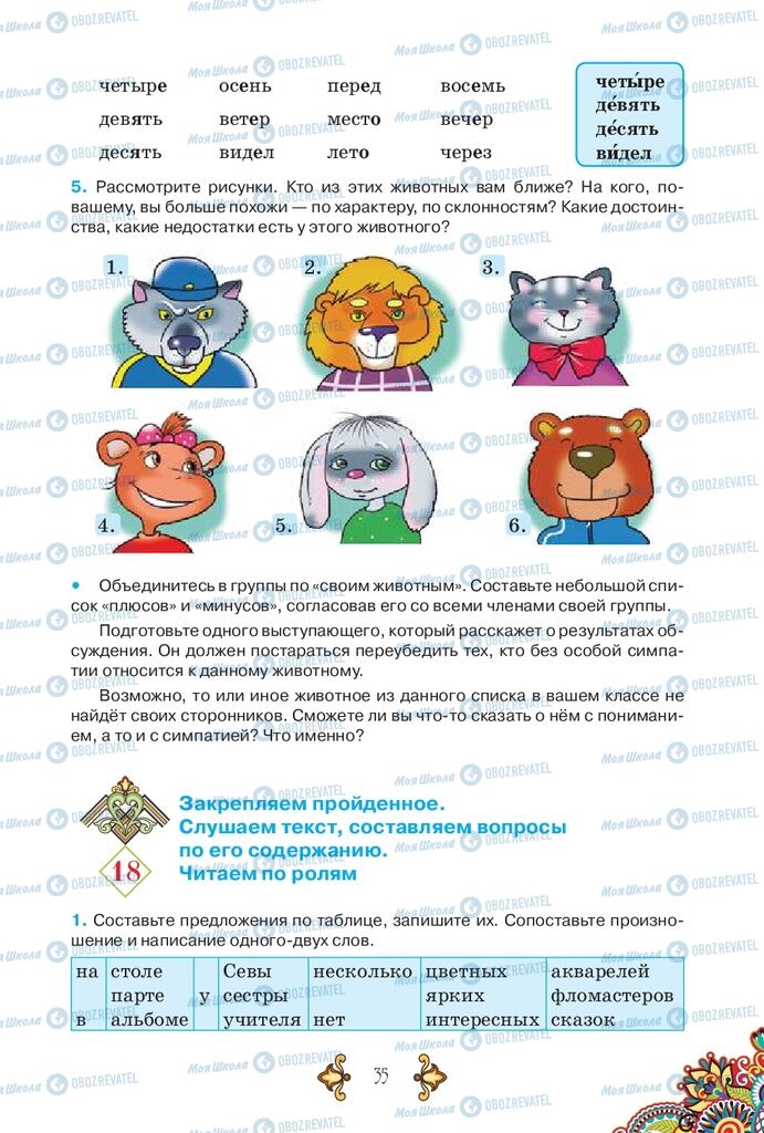 Підручники Російська мова 5 клас сторінка 35