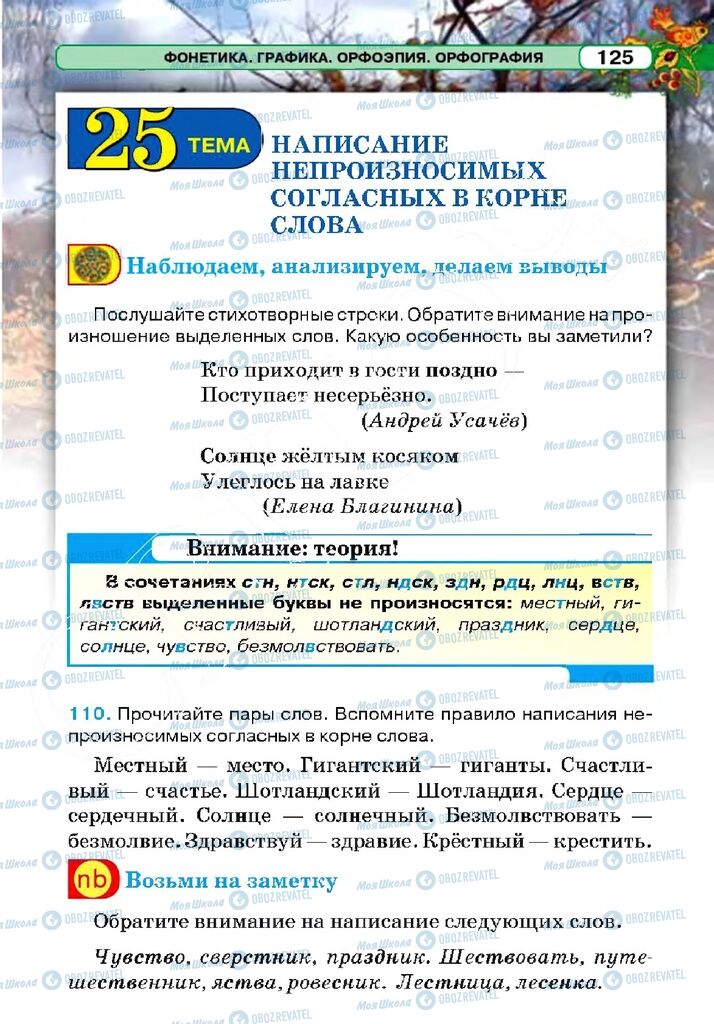 Підручники Російська мова 5 клас сторінка 125